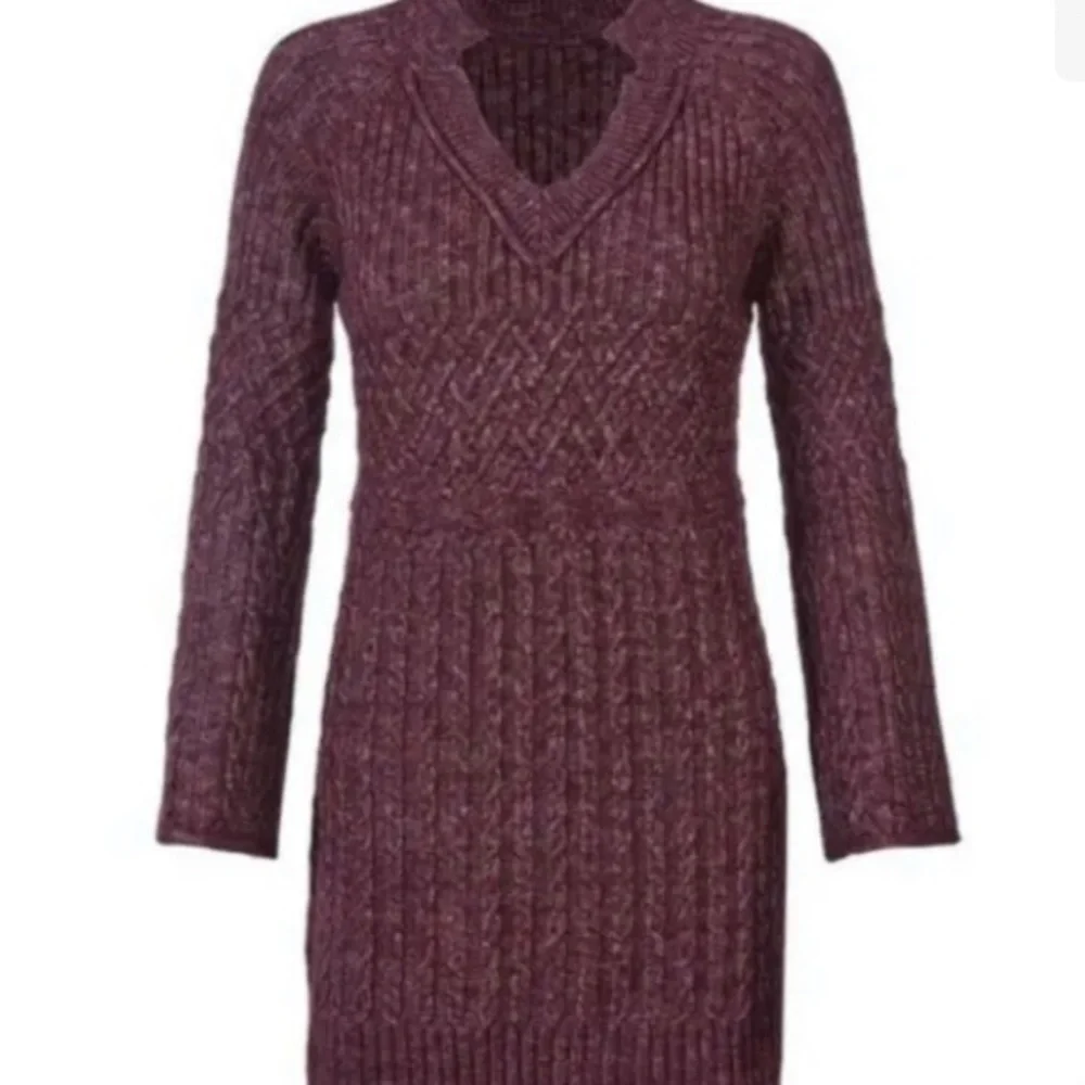 Cabi Chime sweater. Dark raspberry/burgundy color.